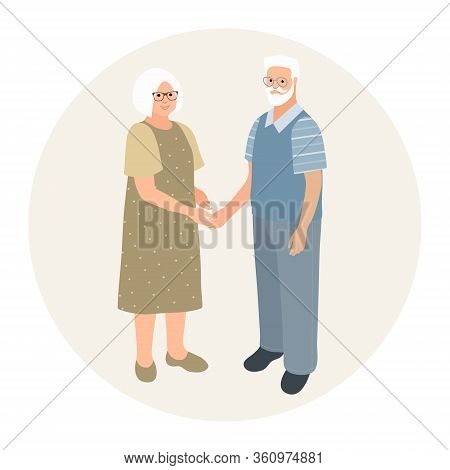 Happy Grandparents Character Design. Fashionable Older Man And Older Woman Together. Elderly Couple 