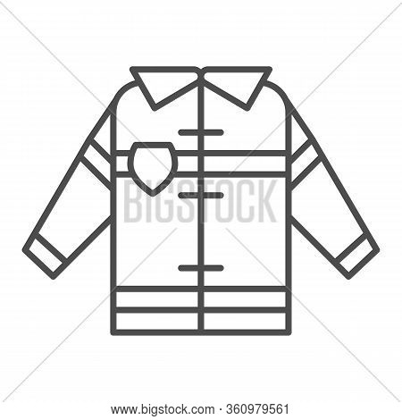 Fireman Uniform Thin Line Icon. Fireproof Suit Outline Style Pictogram On White Background. Fire Jac