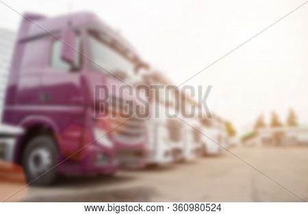 Truckers In The Parking Lot. The Concept Of Roadside Services For The Recreation And Parking Of Truc