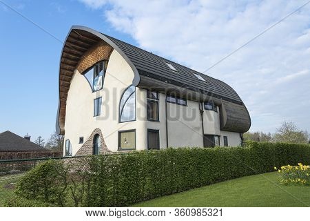 Sint Gillis Waas, Belgium, April 09, 2020, Ecological House, Also Known As Green House Very Energy E