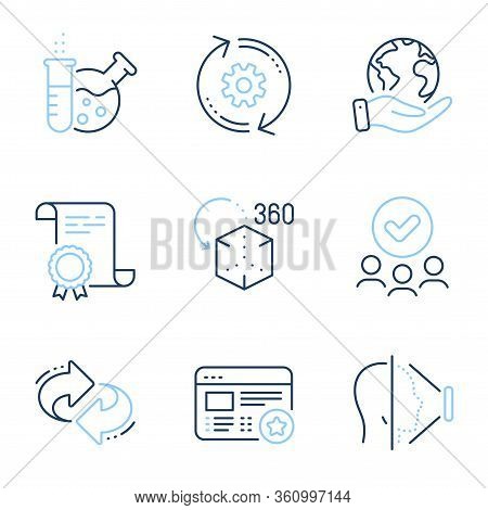 Favorite, Augmented Reality And Chemistry Lab Line Icons Set. Diploma Certificate, Save Planet, Grou