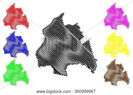 Kharkiv City (ukraine) Map Vector Illustration, Scribble Sketch City Of Kharkov Map