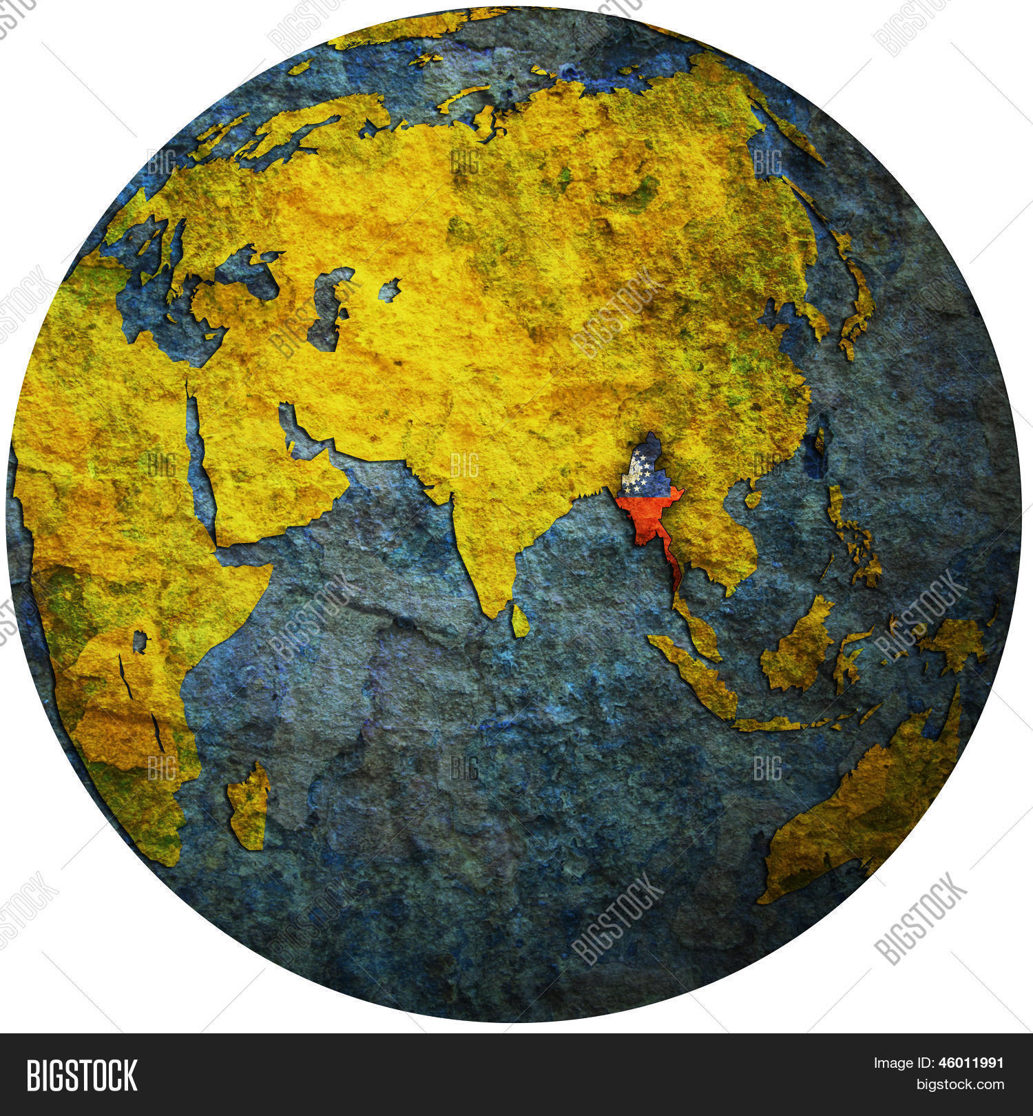 Myanmar On Globe Map Image & Photo (Free Trial) | Bigstock