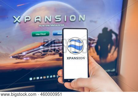 Russia Moscow 25.12.2021 Logo Of Metaverse Xpansion Game Xps. Blockchain Nft Ethereum Cryptocurrency
