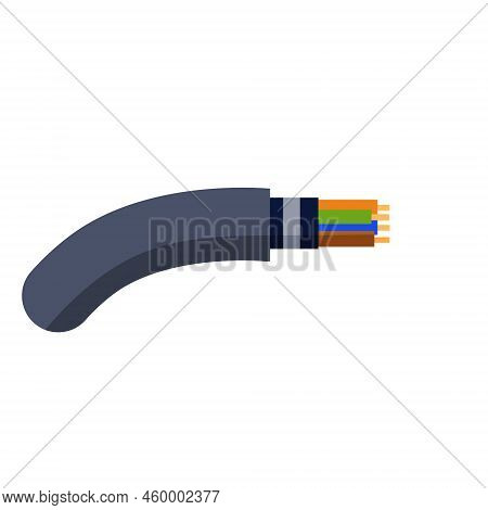 Internet Cable. Flexible Coaxial Cord With Copper Core In Colored Braid. Electronic Component Of Com