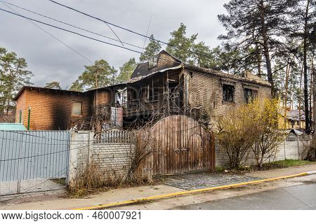 Irpin, Kyev Region Ukraine - 09.04.2022: Cities Of Ukraine After The Russian Occupation. Destroyed B