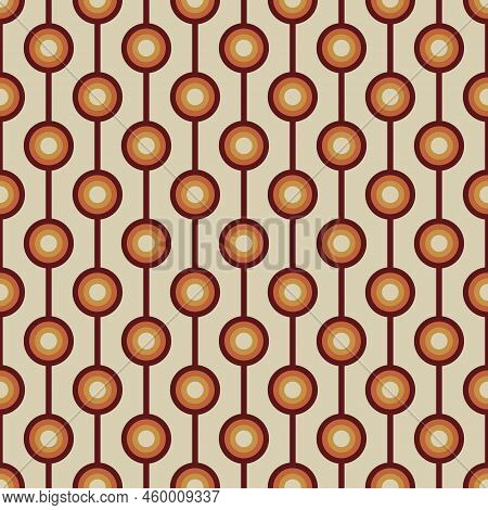 70 S Seamless Pattern. Retro Geometric Seamless Background In Seventies Style. Groovy Scrapbook Pape