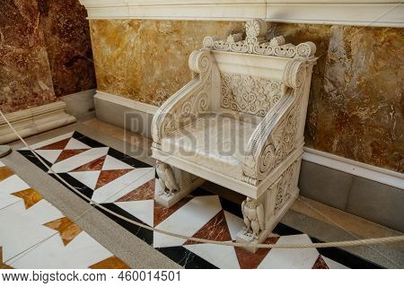 Donaustauf, Bavaria, Germany, 2 July 2022: Walhalla Memorial With Colonnade Above Danube River, Main