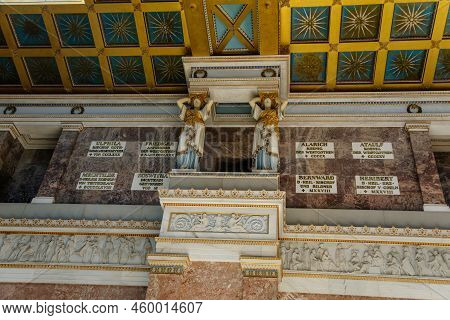 Donaustauf, Bavaria, Germany, 2 July 2022: Walhalla Memorial With Colonnade Above Danube River, Main