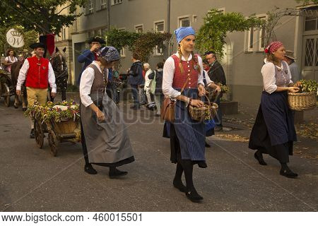 Stuttgart, Germany, 29 September 2019. Volksfest In Stuttgart. The March Through The City Center.