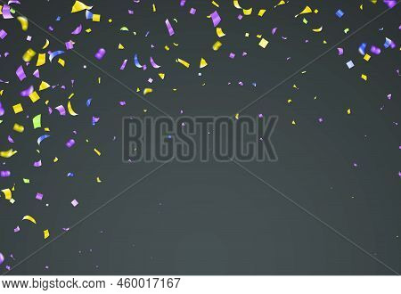 Colorful Bright Confetti Isolated On Background. Festive Vector Illustration With Place For Text
