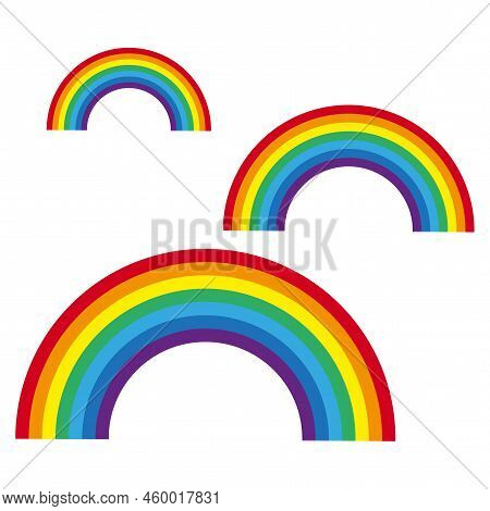 Colorful Rainbow Set. Icon Set Cloud Weather. Art Collection. Vector Illustration. Stock Image.
