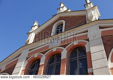 Vaasa, Finland - June 20, 2022: Part Of The Facade Of The City's Market Hall