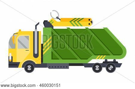 Garbage Truck With Auto Loader. Collection And Transportation Of Solid Household And Commercial Wast