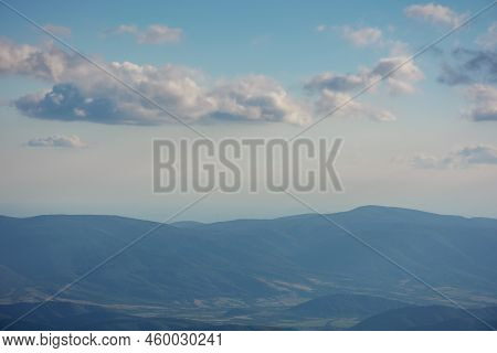 Alpine Meadows Of Runa Mountain. Stunning Countryside Landscape Of Trascarpathia In Evening Light. H
