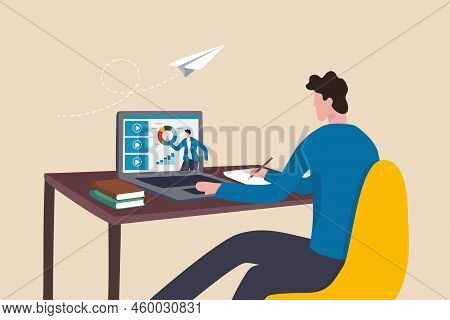 Study Online Course, Learning New Skill From Internet Or E-learning Website, Training Or Online Clas