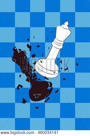 Win In Chess Game. King Beat Another King. Can Be Kile Banner Or Cover. Flat Vector Cartoon Illustra