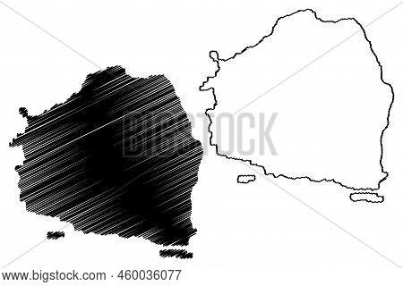 Flat Holm Island (united Kingdom Of Great Britain And Northern Ireland, Wales) Map Vector Illustrati