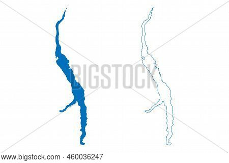 Lake Chilko (canada, North America) Map Vector Illustration, Scribble Sketch Tsilhqox Biny Map