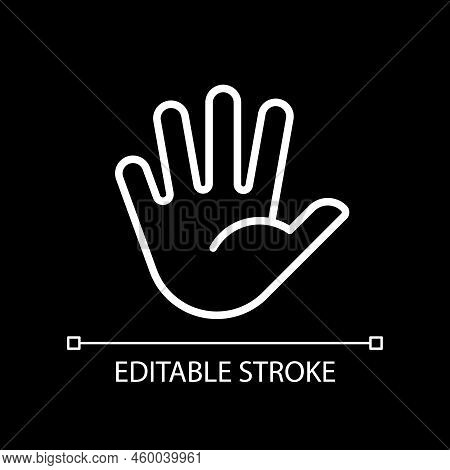 Hand With Splayed Fingers Pixel Perfect White Linear Icon For Dark Theme. Communication. Body Langua