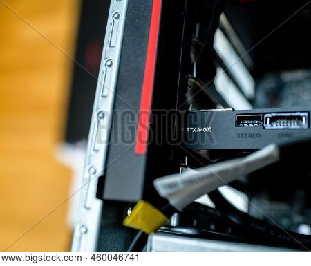 London, United Kingdom - Aug 5, 2022: Nvidia Pny Rtx A4000 Logotype As Seen On The New Powerful Gpu 