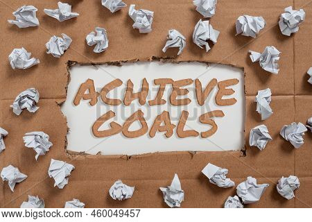 Text Caption Presenting Achieve Goals. Business Approach Results Oriented Reach Target Effective Pla