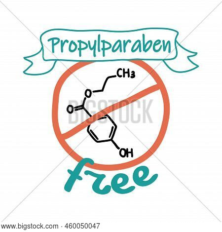 Propelparaben Free, Cosmetic Package Label Design. Beauty Product Without Chemical Ingredient Sticke