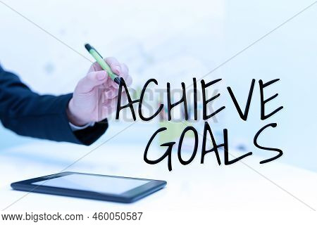 Text Showing Inspiration Achieve Goals. Internet Concept Results Oriented Reach Target Effective Pla