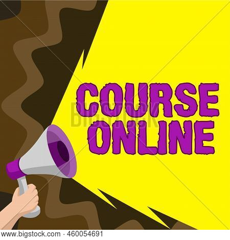Handwriting Text Course Online. Business Idea Elearning Electronic Education Distant Study Digital C