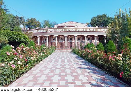 Dushanbe, Tajikistan - August 17, 2022: The Summer Amphitheater In The Dushanbe Botanical Garden Aga