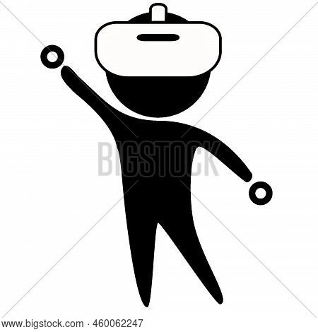 Avatar, Icon. Xr, Mr. Ar, Vr, Person In A Hmd Headset For Virtual Meeting Or Classrom In The Metaver