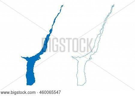 Lake Hawea (new Zealand, Oceania, South Island) Map Vector Illustration, Scribble Sketch Hawea Map