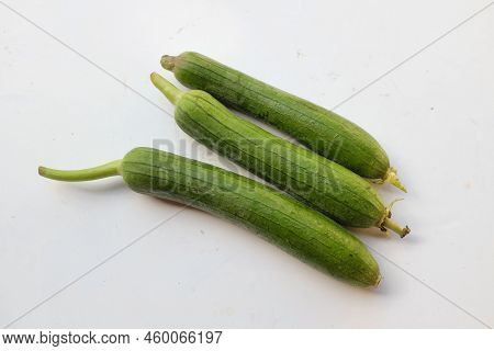 Top View And Close Up  Fresh Sponge Gourd (luffa Aegyptiaca) Is Family Plant Cucurbitaceae Is Vegeta