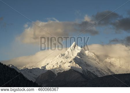 One Of The Peaks Of Meili Snow Mountain Under The Blue Sky In Yunnan Province, China