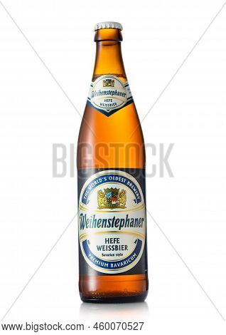 London, Uk - June 22, 2022: Bottle Of Weihenstephaner Wheat Beer On White.