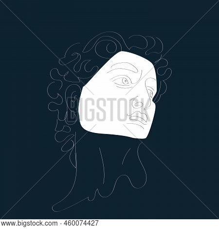 Hand Drawn Lineart David Michelangelo. Monochrome Art.