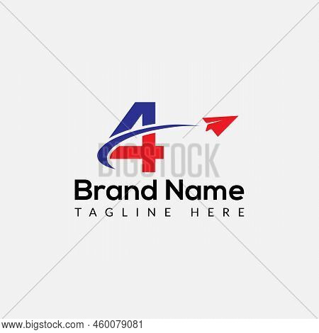 News Logo On Letter 4 Template. News Logo On 4 Letter, Initial News Sign Concept Template