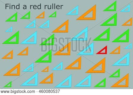 Find A  Red Ruller.  Worksheet For Preschool Kids, Kids Activity Sheet, Printable Worksheet .