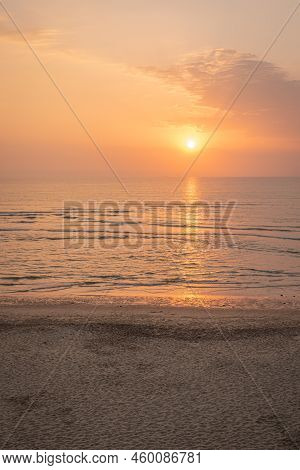 Landscape Of Sunset In Sao Pedro De Maceda Beach. Ovar, Portugal.