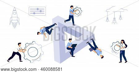 Business Team Solution Tiny People Links Of Mechanism Concept Vector Illustration Effective Teamwork