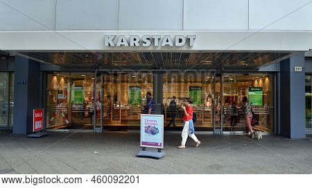 Berlin, Germany. 16 August 2022. Street Level View Of  Karstadt Storefront In Berlin.