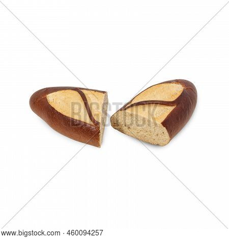 Plain Laugen Bread Isolated On White Background With Clipping Path.