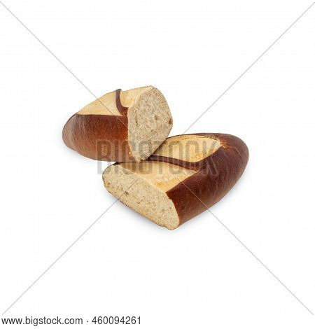 Plain Laugen Bread Isolated On White Background With Clipping Path.