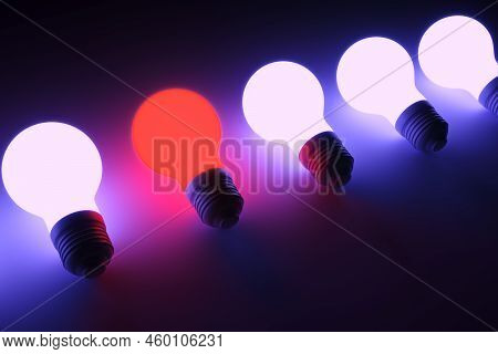Unique Lamp Business Concept Success Leader Neon Self Illumination Background 3d Illustration