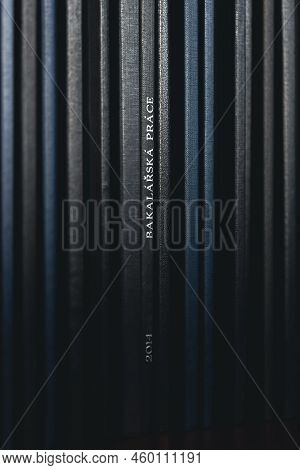 Set Of Bachelor Theses Side By Side, Blue Colors