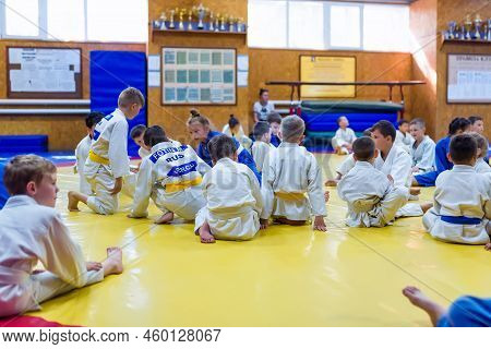 Judo - Wrestling, Tatami For Wrestling, Children Of Sports, Legs On A Bright Colored Tatami