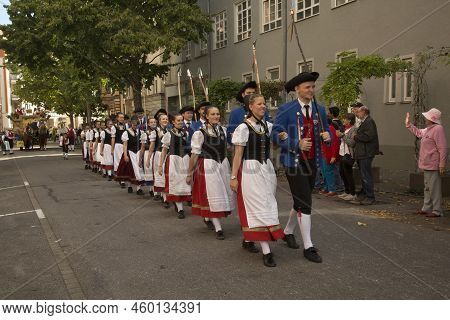 Stuttgart, Germany, 29 September 2019. Volksfest In Stuttgart. The March Through The City Center.