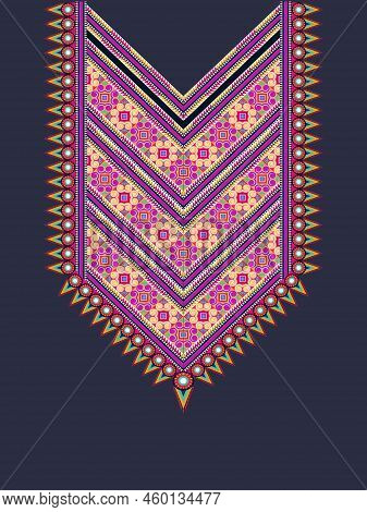 Geometric Neckline, Ethnic, Oriental, Traditional .floral Necklace Embroidery Design For Women Fashi