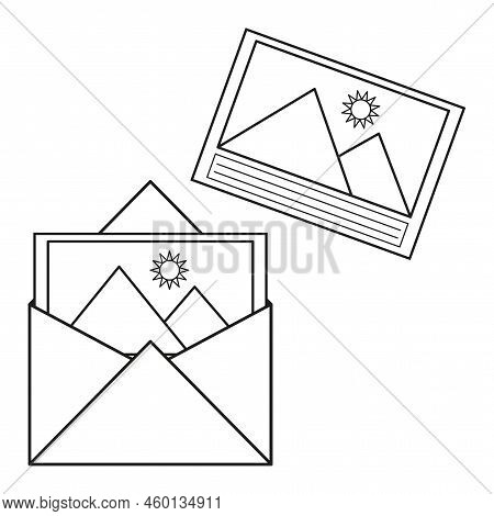 Envelope Postcard Icon. Vector Illustration. Stock Image.