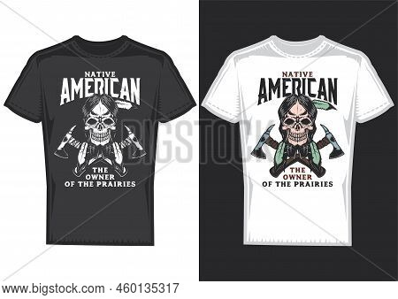 T-shirt Design On 2 T-shirts With Posters Of Native Americans.